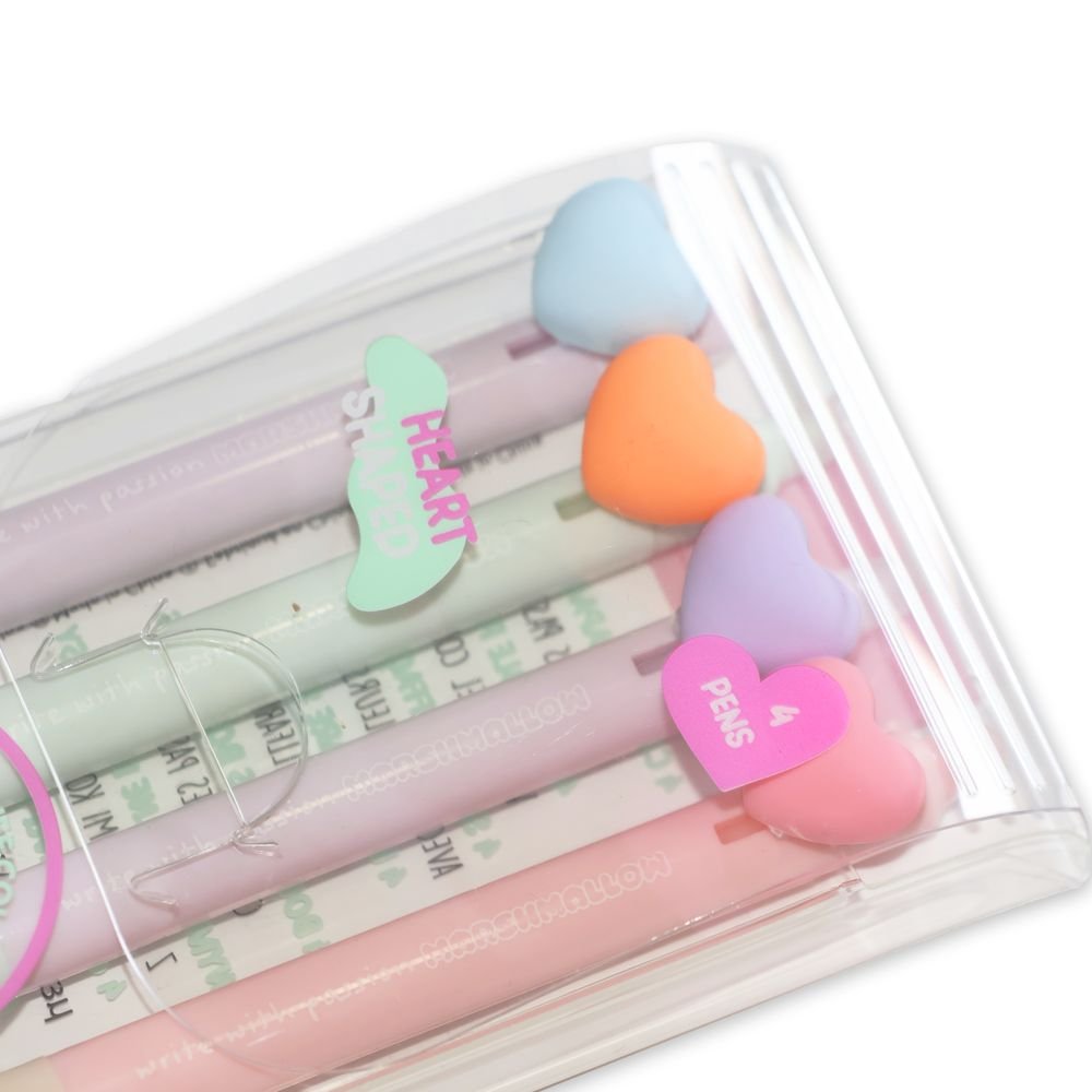 SET 4 BOLIGRAFOS BORRABLES HEART SHAPED TINTA AZUL