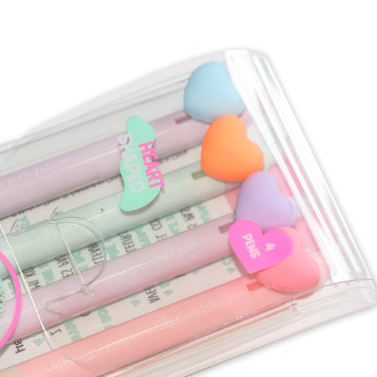 SET 4 BOLIGRAFOS BORRABLES HEART SHAPED TINTA AZUL