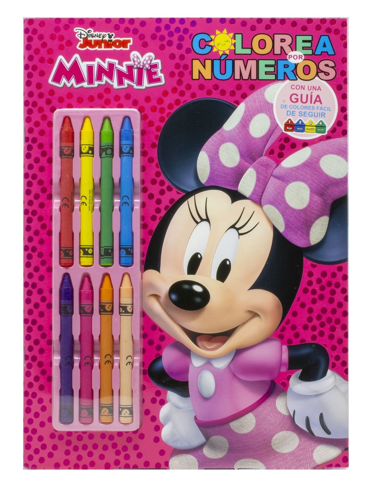 Colorea por Números de Minnie Mouse 8 ceras de colores