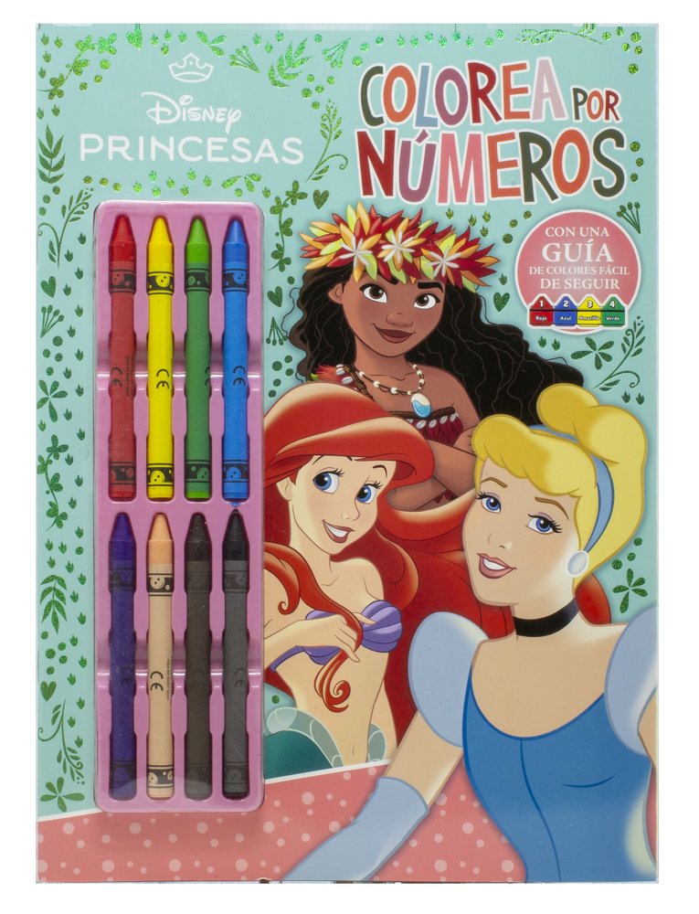 Colorea Por Números Con Princesas Disney 8 Ceras de Colores