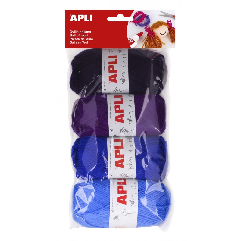 Ovillos lana tonos azules pack 4 Unds