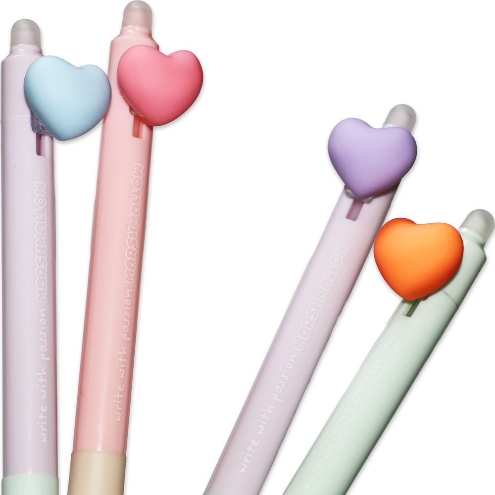 SET 4 BOLIGRAFOS BORRABLES HEART SHAPED TINTA AZUL