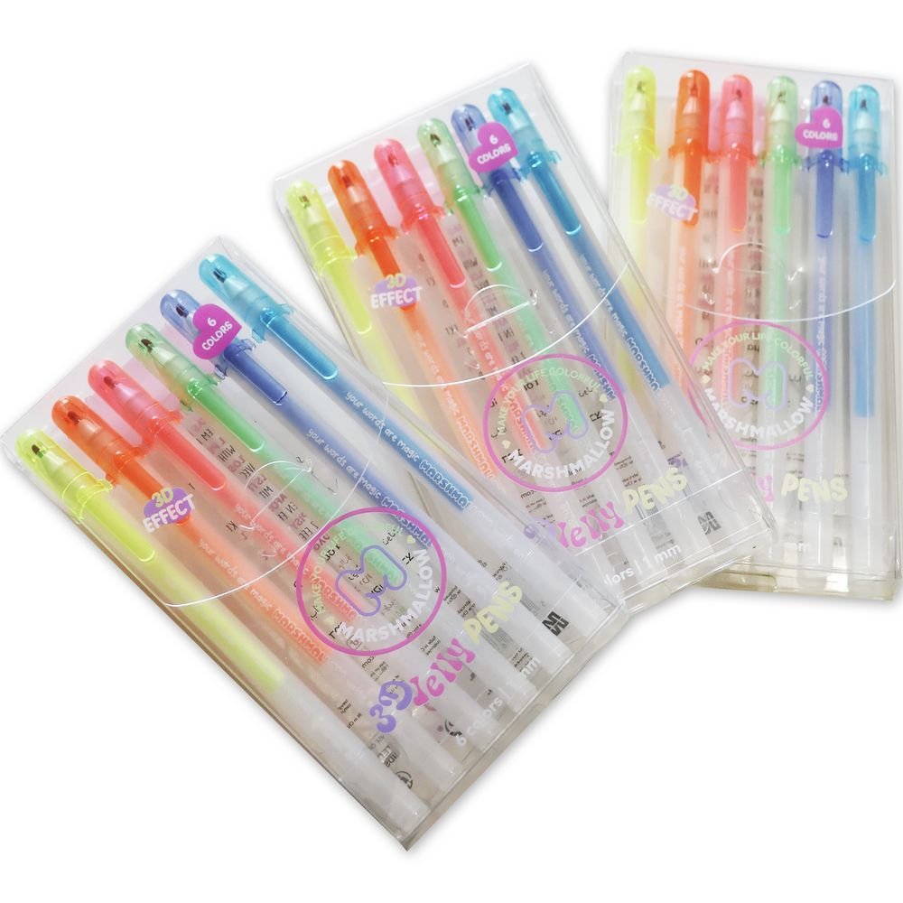 SET 6 BOLIGRAFOS COLORES 3D JELLY HIGHLIGHTERS