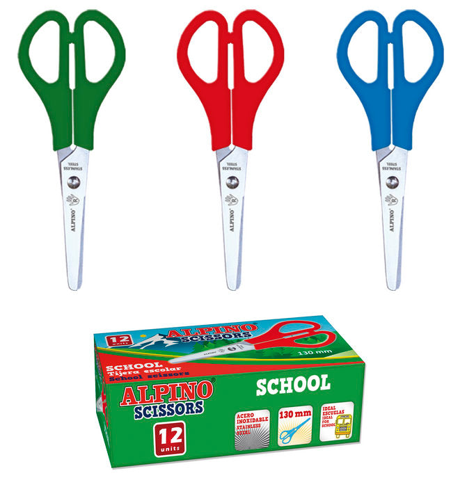 Tijeras Escolares Alpino 130mm (12 Unidades)