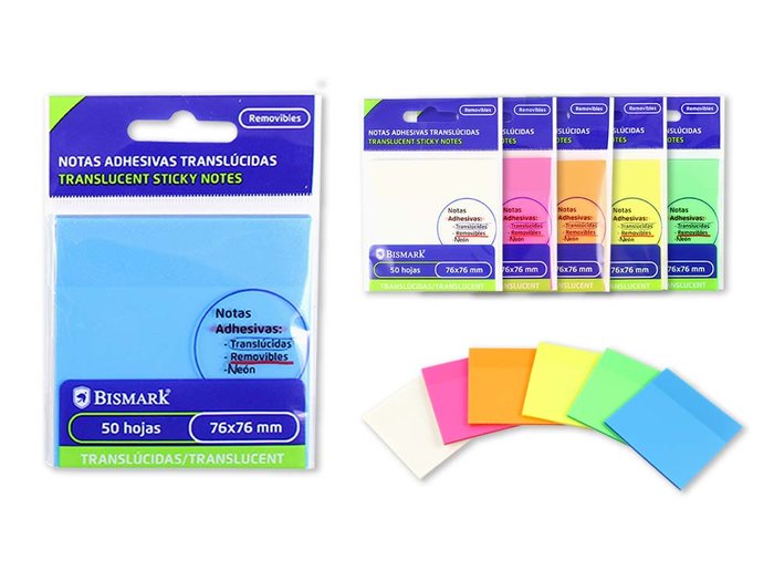 Notas Adhesivas Translucidas Neon 76X76 Surtidas (12 Unidades)
