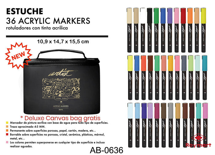 Estuche 36 Rotuladores Acrílicos Gama Artist con Organizador