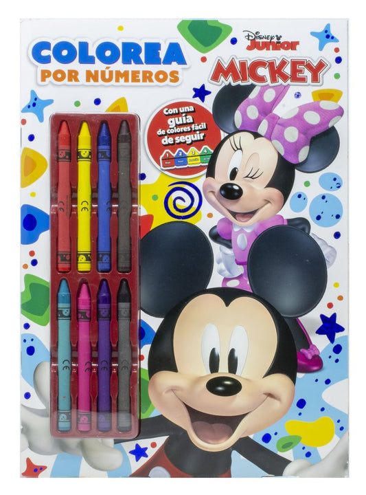 Colorea Por Números Con Mickey 8 Ceras de Colores
