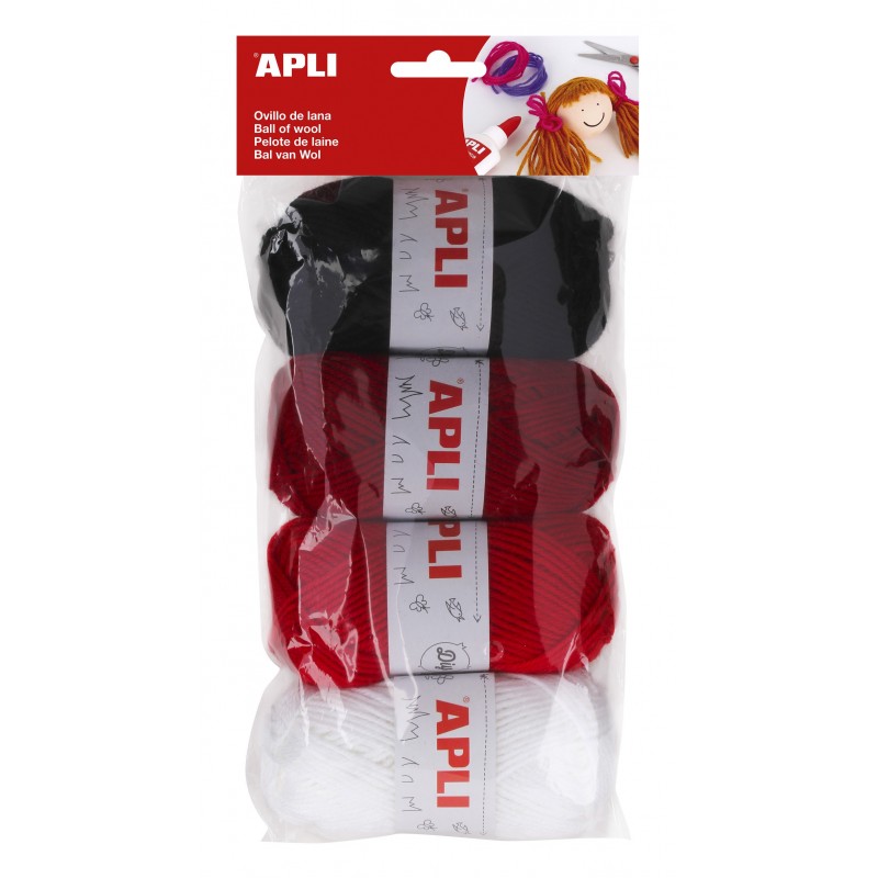 Ovillos lana tonos rojos pack 4 unds.