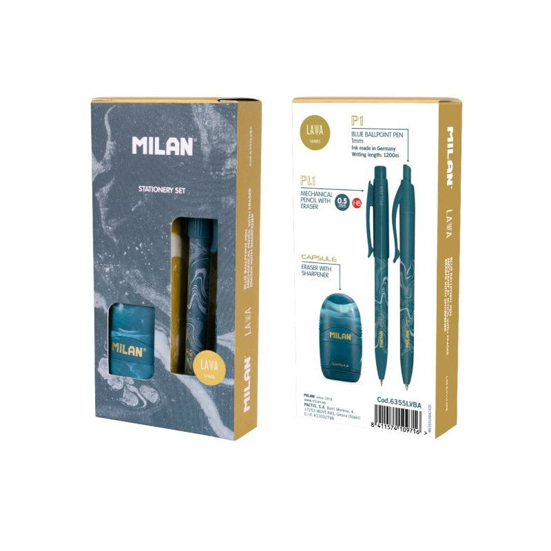 Set Bolígrafo P1+Portaminas PL1+Afilaborras Capsule Azul